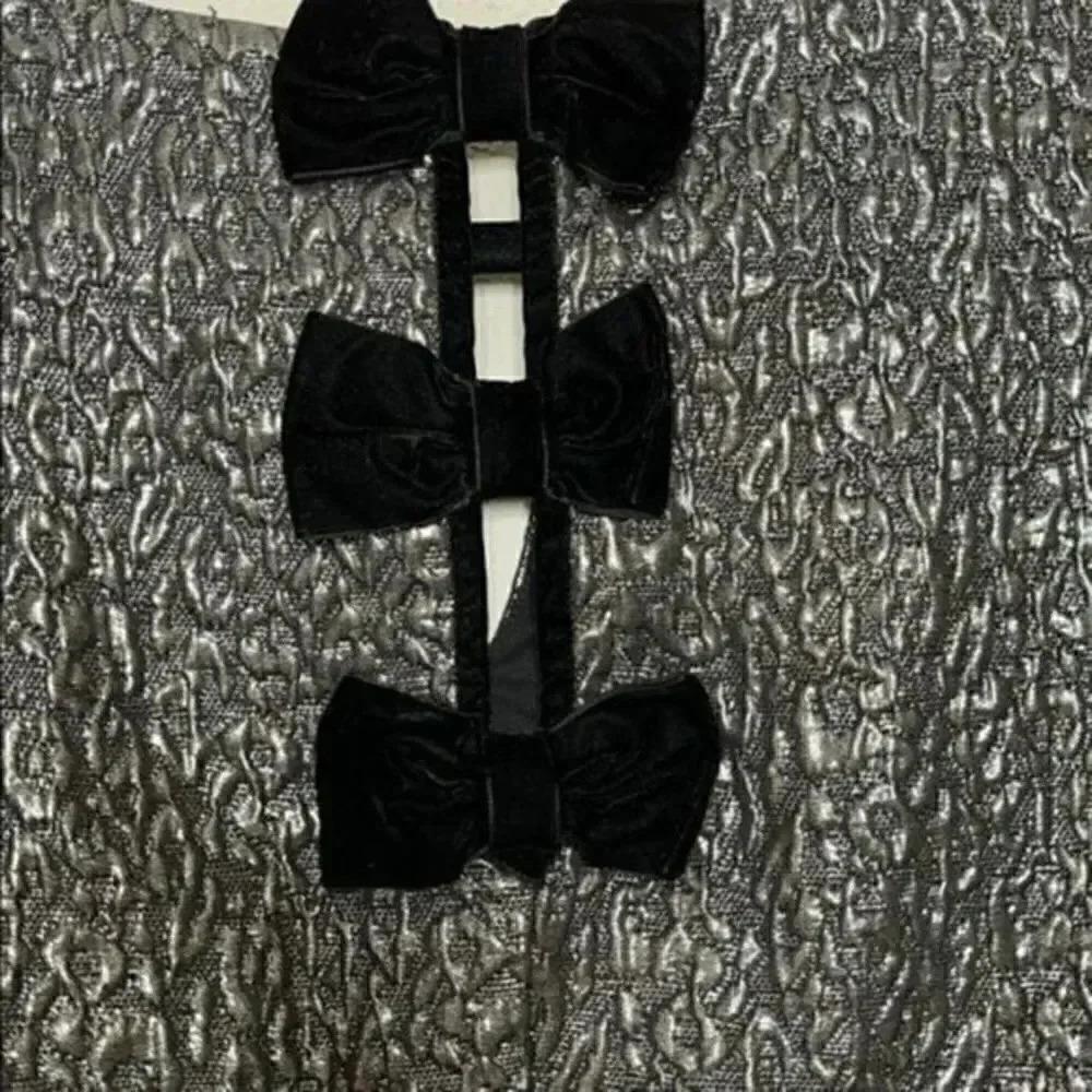 Crown & Ivy NWT sz 4 sleeveless little black metallic dress - Picture 7 of 7